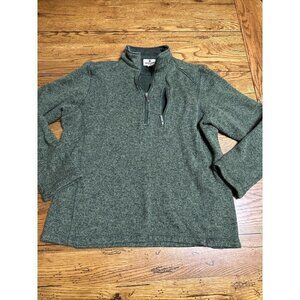 WOOLRICH Sweater Men's Medium Green 1/4 Zip Pullover Poly Classic Sweatshirt